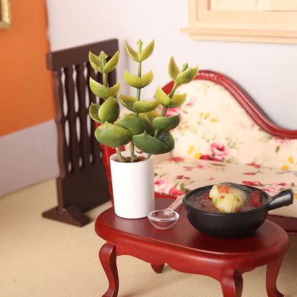 1:12 Dollhouse Miniature Potted Plant Green Leaves Pot Bonsai Furniture Accessories For Doll House Garden Home Decor Toys Gift