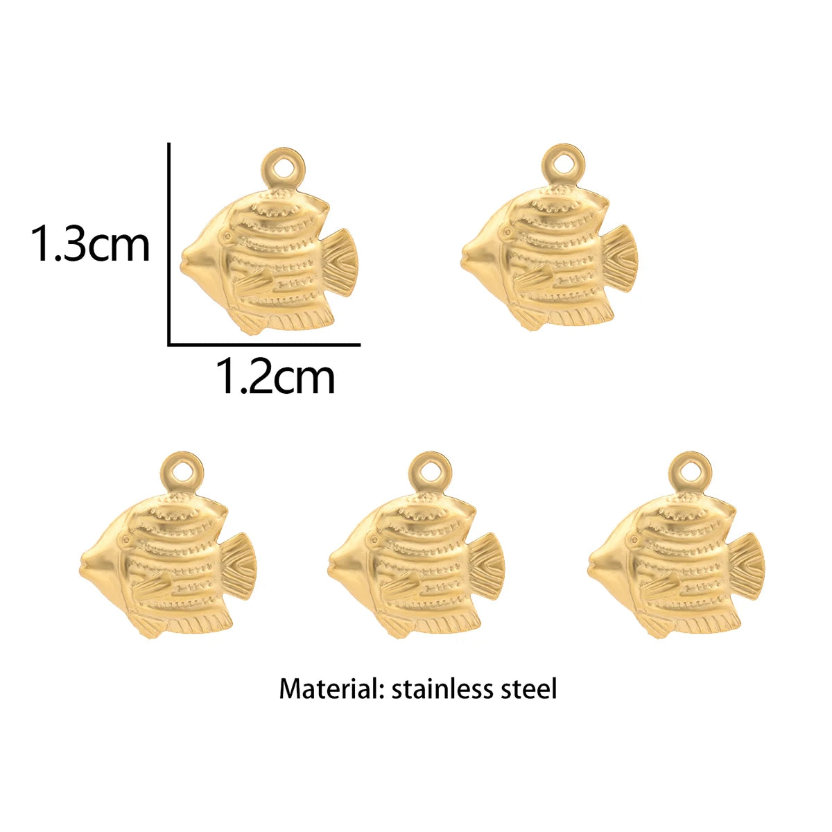 5pcs/Lot Stainless Steel Gold Color Marine Animals Dolphin Shell Starfish Elephant Moon Star Charm Pendant For Jewelry Making