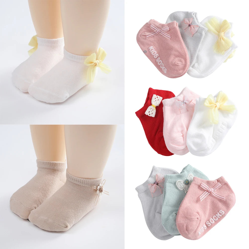 3 Pairs Newborn Socks Spring Summer Baby Boys Girls Cotton Solid Breathable Infant Girl Soft Cute Socks Kids Socks