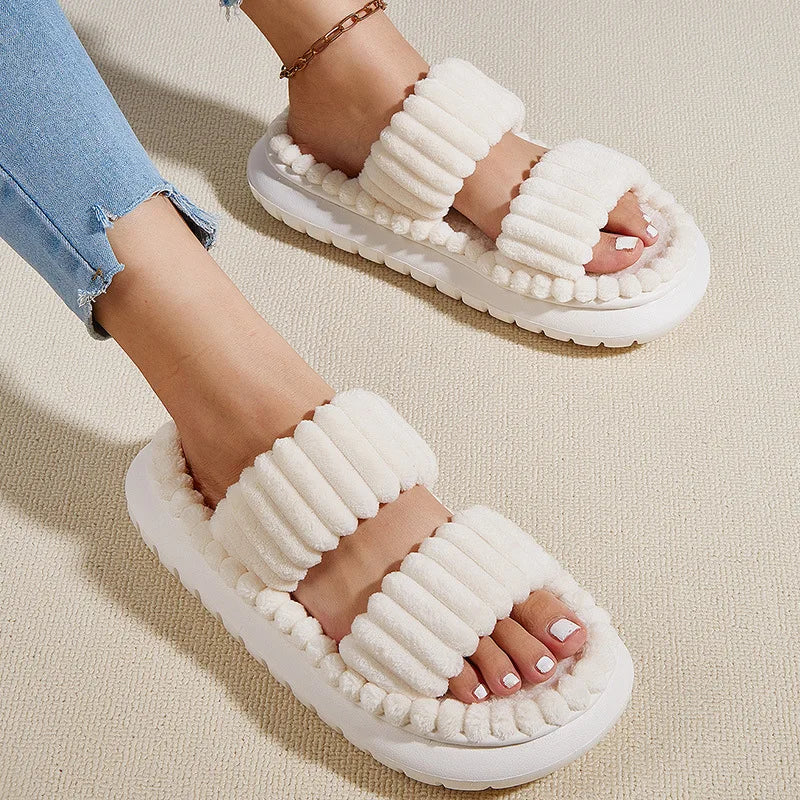 2023 Winter Solid Linen Slippers 36-45size Women Home Slippers Household Cotton Non Slip Thick Mute Shoes Couple Indoor Slipper