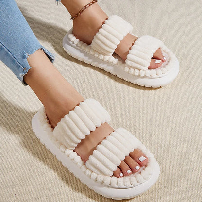 2023 Winter Solid Linen Slippers 36-45size Women Home Slippers Household Cotton Non Slip Thick Mute Shoes Couple Indoor Slipper