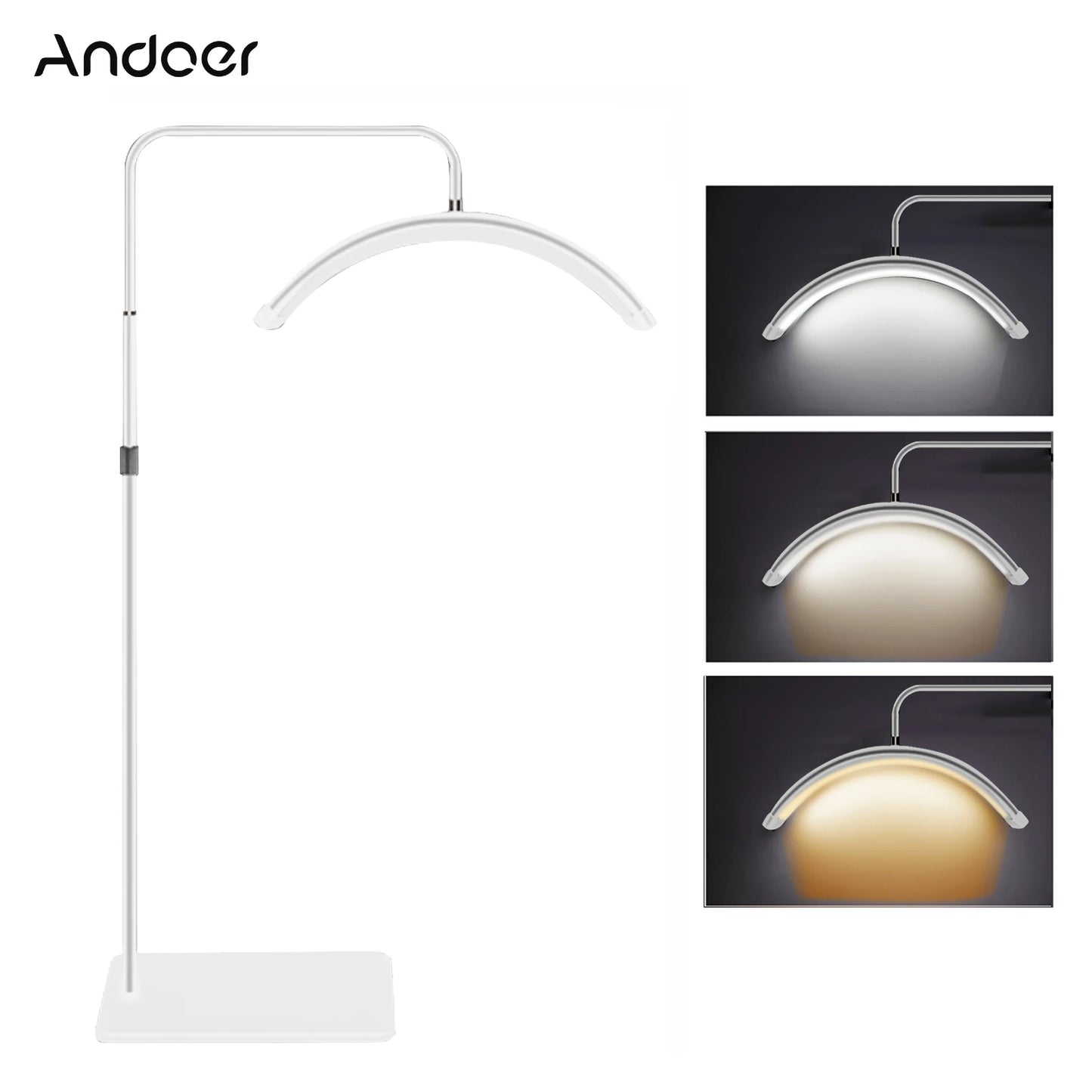 Andoer HD-M6X Half-moon Fill Light 36W Floor LED Video Light 3200K-5600K Dimmable with 180cm Stand for Makeup Live Streaming