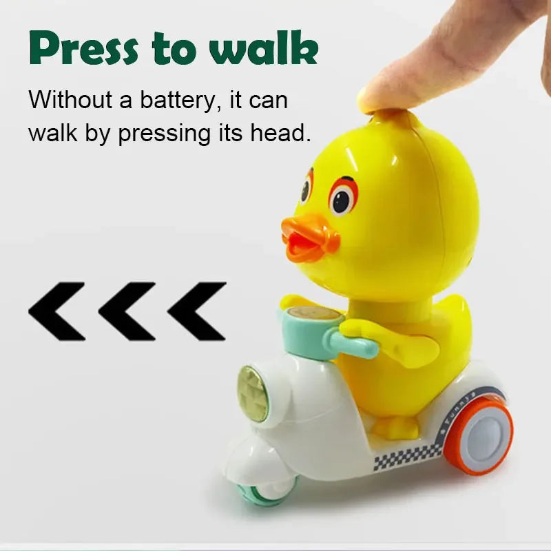 Cute Little Yellow Duck Car Inertia Squeeze Drive Funny Cars Baby Clockwork Boy Girl Toys Children's Toy 360 Degree Rotating