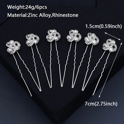 Rhinestone Hair Pins Forks Clips for Women Bridal Wedding Hair Accessories Pearl Hairpins Bride Headpiece Jewelry Gift Wholesale