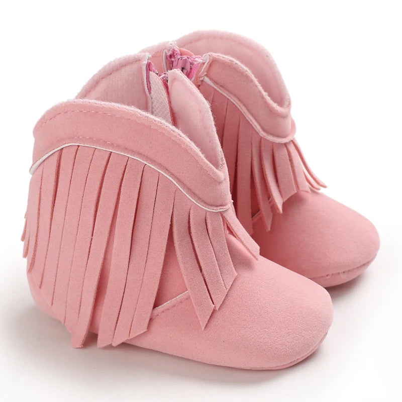 Baby Booties Vintage Tassel Anti-slip Sole Winter Warm Baby Boys Girls Western Boots Snow Booties First Walkers Infant Shoes