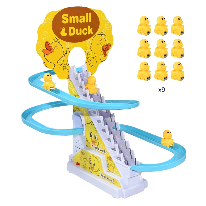 Kid Diy Small Duck Penguin Electronic Climbing Stairs Track Toy Light Musical Slide Track Coaster Toy Educational Fun Toys Gifts