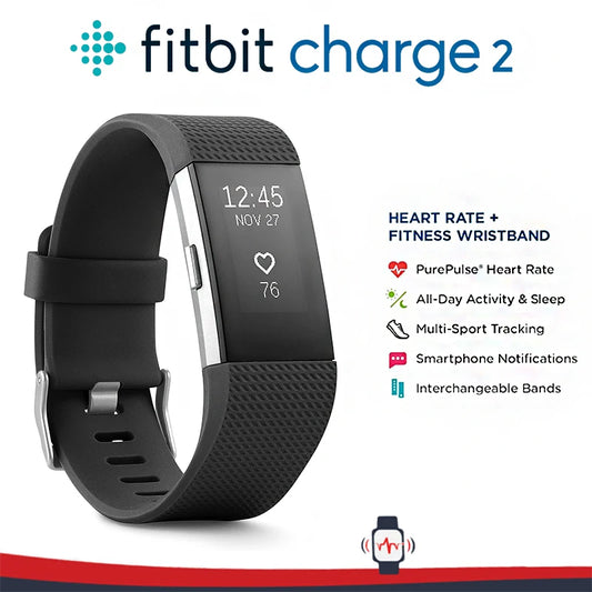 Fitbit Charge 2 Smart-Armband mit Herzfrequenzüberwachung, Übung, Schrittzähler, Fitness, Schlaf, Anrufbenachrichtigung, GPS, iOS, Android