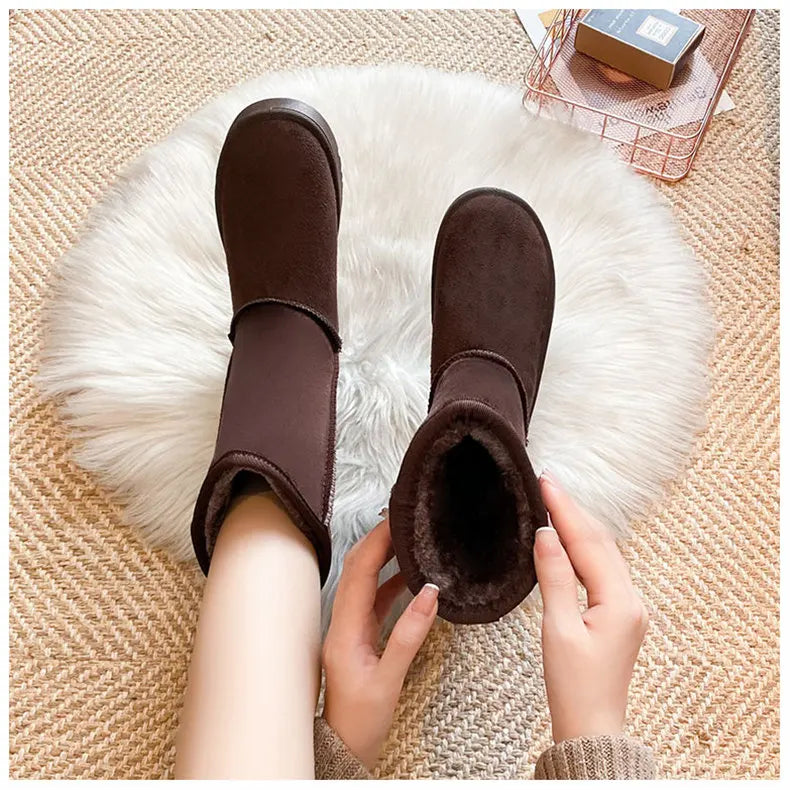 winter snow boots women anti slip Casual Woman Shoe Winter Boots Female Warm Plush Mid-calf Boots Long Botas Mujer