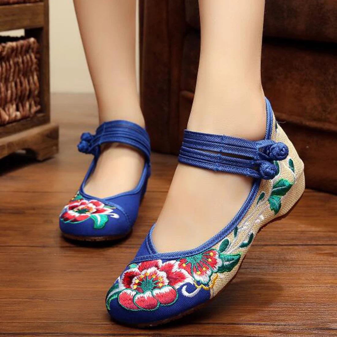 Women Spring Summer Peach Buckle National Wind Embroidered Women's Casual Shoes Size 9 Dress Shoes for Women Business Casual