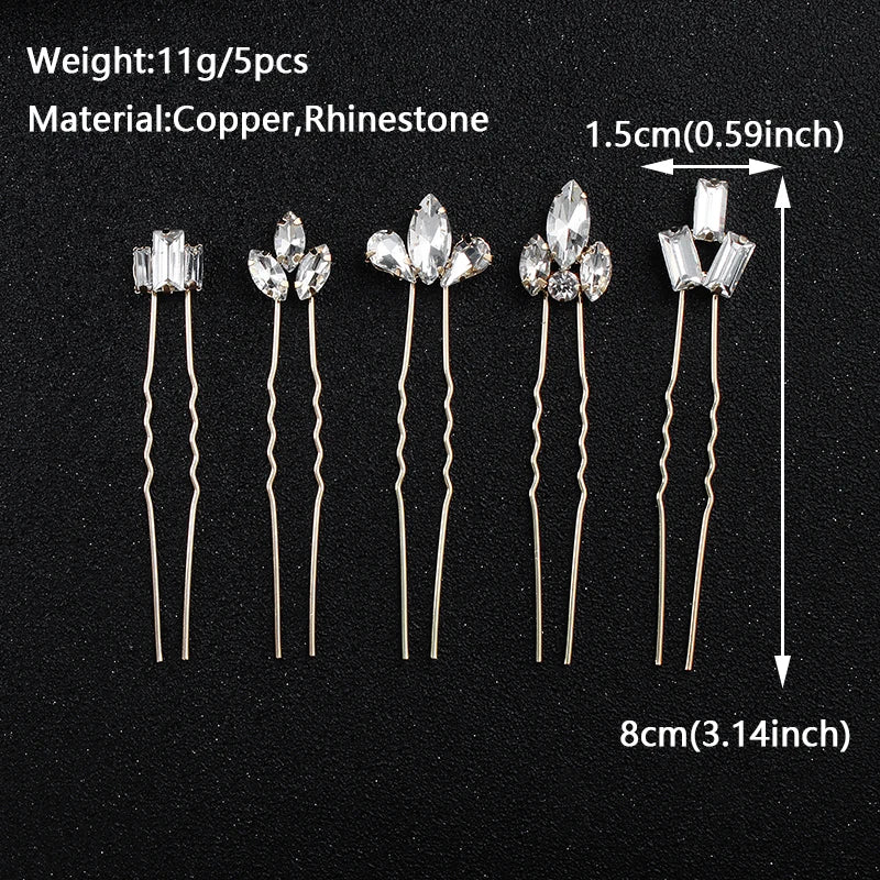 Rhinestone Hair Pins Forks Clips for Women Bridal Wedding Hair Accessories Pearl Hairpins Bride Headpiece Jewelry Gift Wholesale