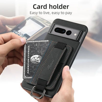 Leather Card Slot Handle Strap Phone Case For Google Pixel 9 8 7 7 Pro 7A 6 6A Ring Holder Kickstand Shockproof Hard Phone Cover