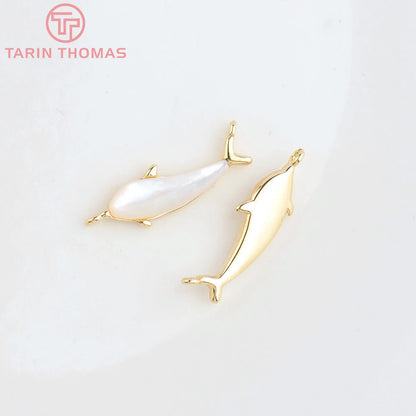 (129) 12x23MM 24K Gold Color Plated Brass Fish Charms Pendants High Quality Jewelry Accessories