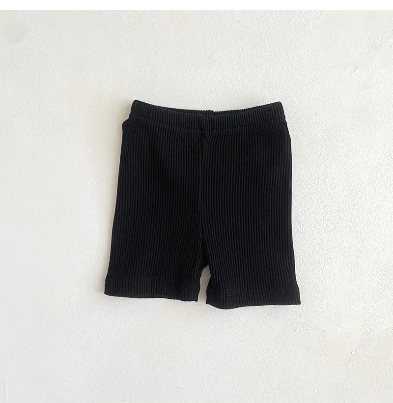 2024 Baby Girls Shorts Ribbed Elastic Striped Trousers Pants Fashion Kids Casual Infant Clothing Korean Style Toddler Short 0-2Y