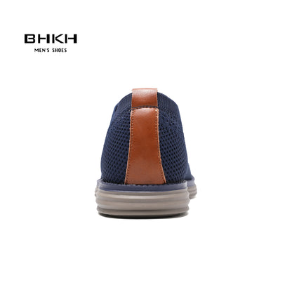 BHKH 2024 Breathable Knitted Mesh Casual Shoes Lightweight Smart Casual Shoes Office Work Footwear Men Shoes