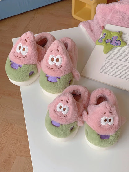 Parent-child Home Slippers Women Bedroom Non Slip Soft Sole Baby Shoes Winter Cute Plush Cotton Slippers Man Couple Slipper