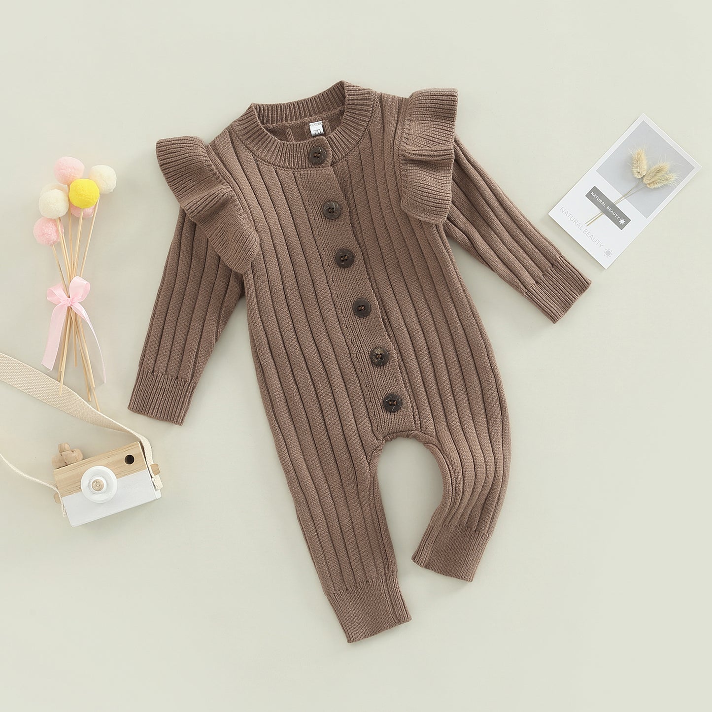 Ma&Baby 0-18M Winter Fall Baby Romper Newborn Infant Baby Boy Girl Knit Clothes Warm Long Sleeve Ruffle Jumpsuit  Soft Clothing