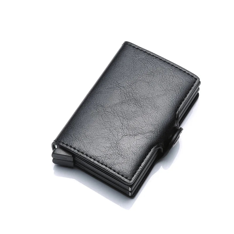 Carbon Fiber Credit Card Holder Mens Double Anti Rfid Bank Cardholder Case Wallet Metal Business Bank Minimalist Wallet Gift