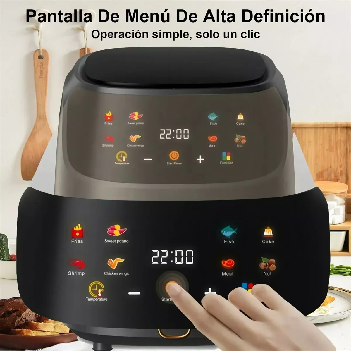 1400W 8L Air Fryer Without Oil Household Programmable Smart LED Touch AirFryer Thermal Cycle Oven Cooker French Fries Chicken