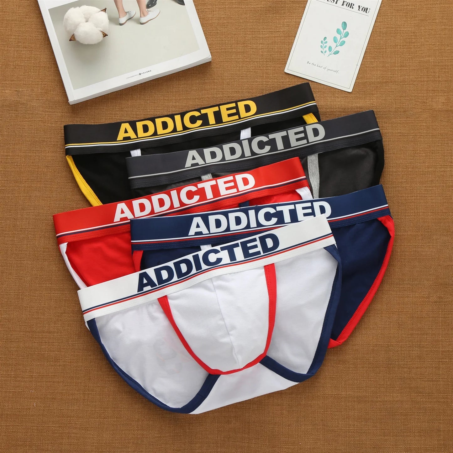 Men's sexy underwear with high cross letters and low waist fashion loose cotton tide Korean briefs