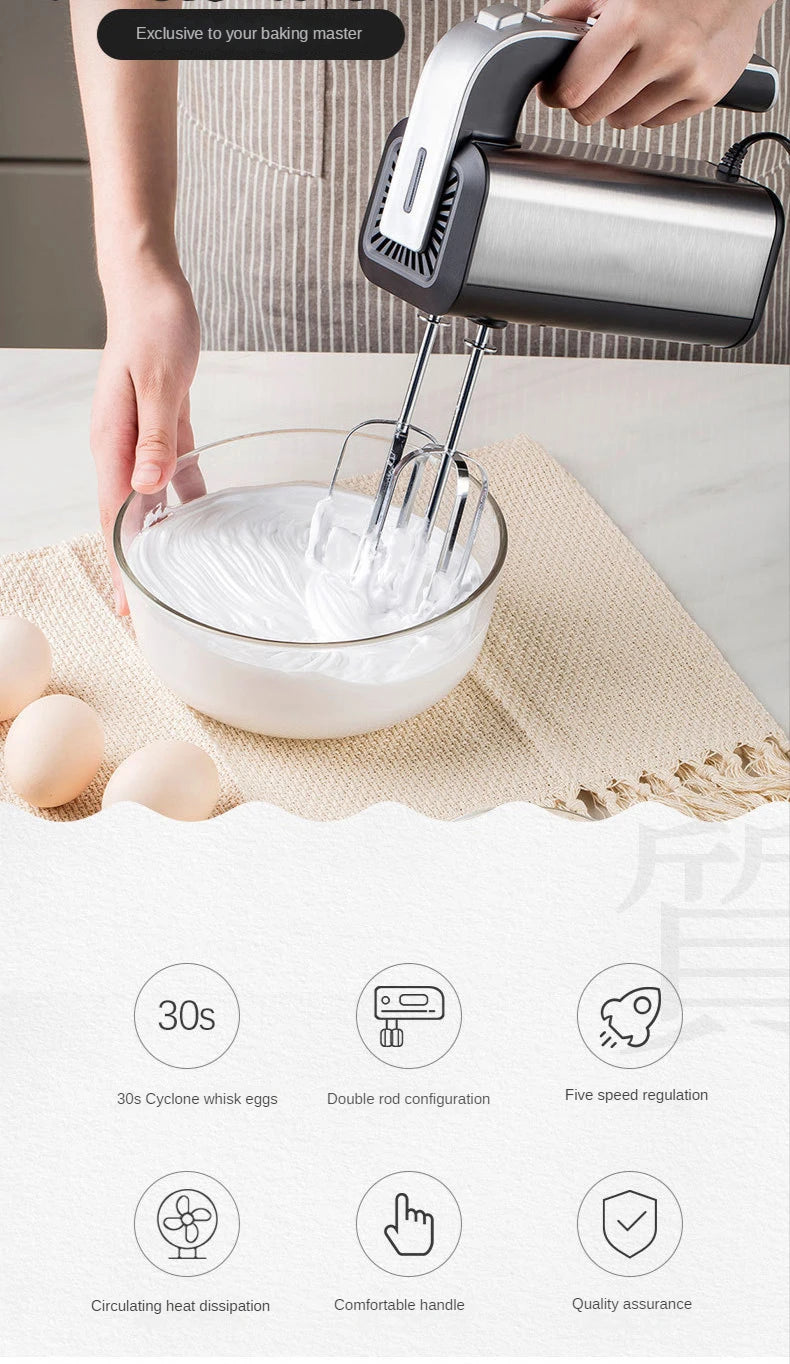 Electric Egg Beater Stainless Steel mini whipped cream white and Flour Mixer cake baking egg beater multifunctional doughmaker