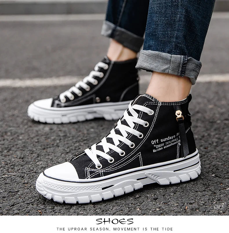 Men‘s Canvas Shoes Men Fashion Summer Casual Sneakers Student Casual Shoes High Top Man Vulcanize Shoes 2023 Spring Autumn