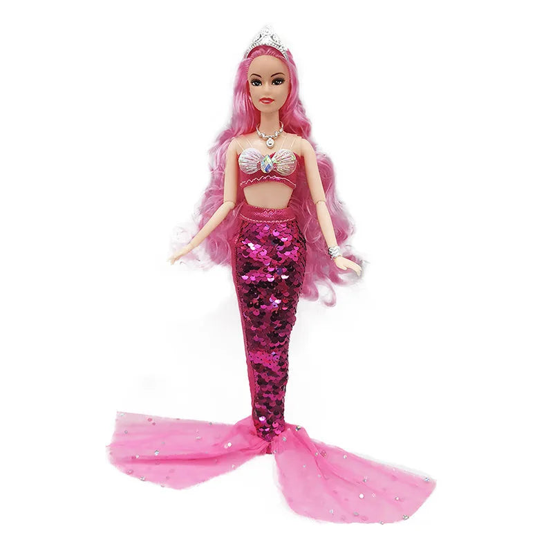 30cm Mermaid Doll 11 inch Joints Movable Doll with Sequin Fishtail Skirt Suit Girls Dress Up Toys