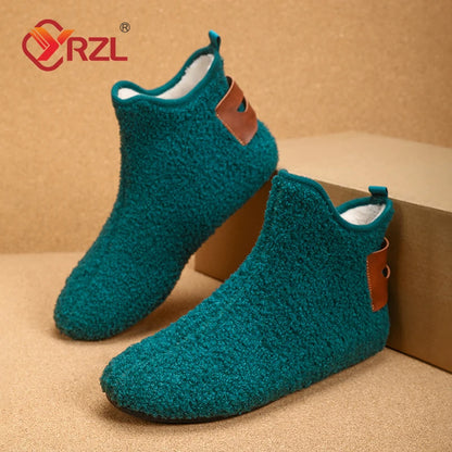 YRZL Winter Cotton Shoes Men High Top Warm Slip on Lightweight Slippers Men Plush Indoor Cotton Boots Men Winter Warm Shoes