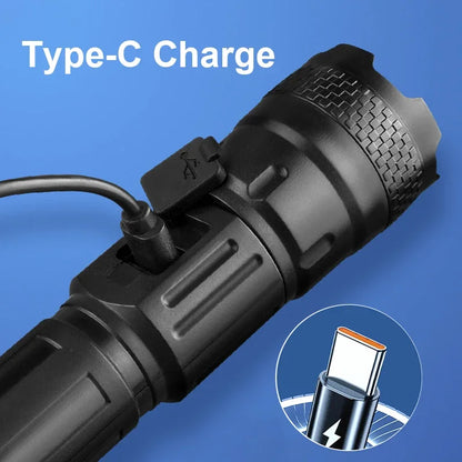 High Power  LED Flashlights Built-in battery USB Rechargeable Strong Hand Light Multifunctional Torch Lamp For Emergency Camping