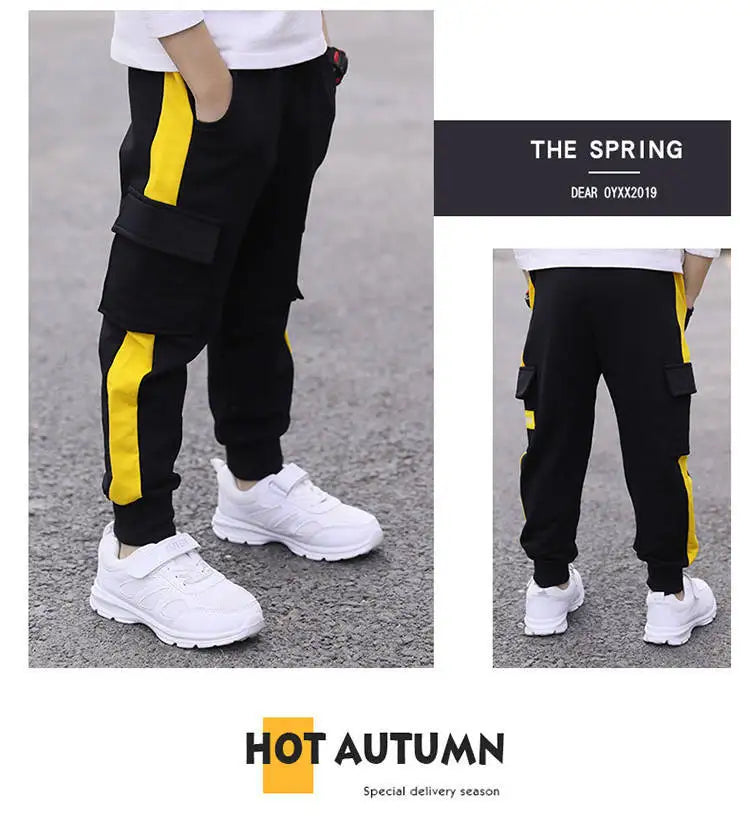 Children's pants 2024 spring and autumn handsome boys big pocket overalls boys casual pants sports trousers 4-10 years old