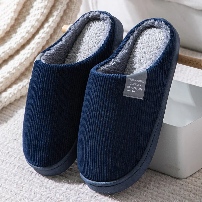 Winter Women'S Cotton Slippers Indoor Slippers  Women Men Winter Thick Sole House Warm Couples Home Non-Slip soft shoes