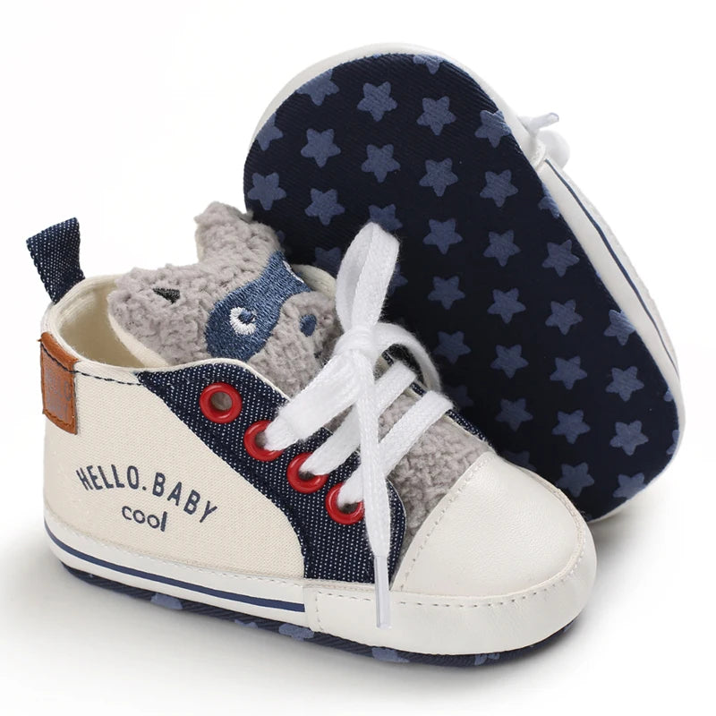 Classic Baby Shoe Boy Girl Baby Cute Animal Face Casual Flat Sneaker First Baby Ankle Boot Cotton Non-slip Warm Walking Shoes