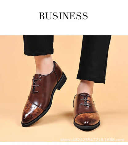 Luxury  Leather Shoes for Men Brand Derby Shoes for Men Pointed Toe Lace-up Men's Formal Shoes Handmade Business Footwear 2024