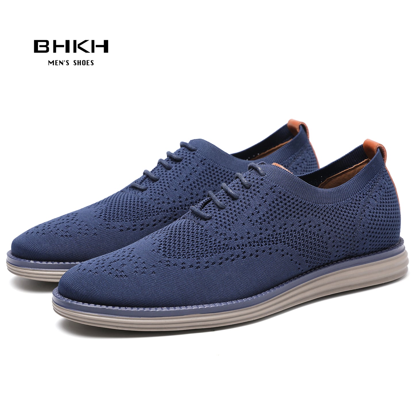 BHKH 2024 Breathable Knitted Mesh Casual Shoes Lightweight Smart Casual Shoes Office Work Footwear Men Shoes