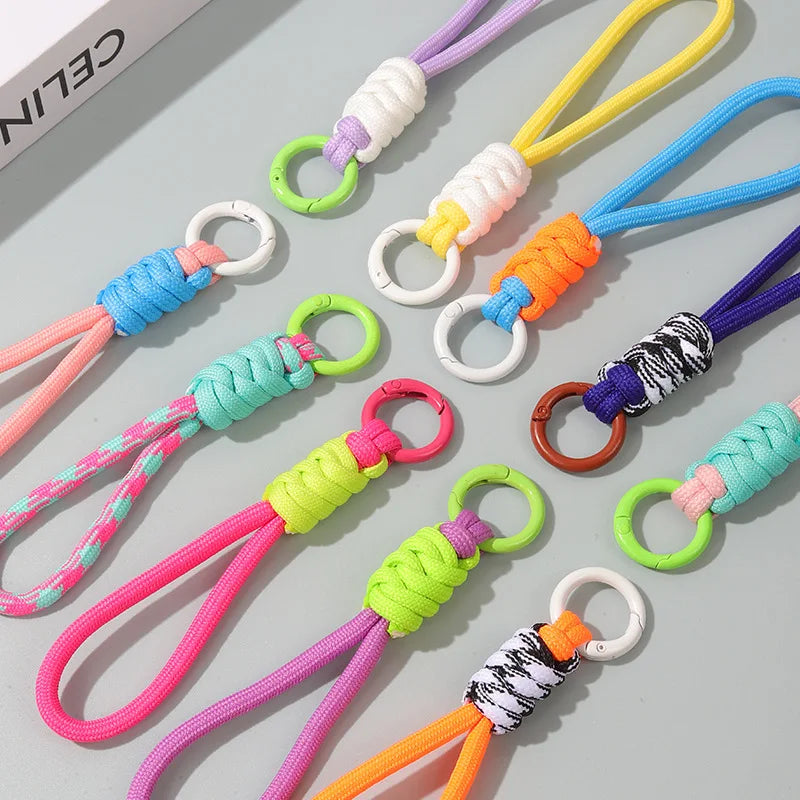 Creative Hand Woven Keychain For Mobile Phone Lanyard Anti Lost Knot Rope Strap Key Ring Men Women Car Key Holder Key Accessory