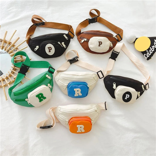 4-8 Years Old Kid Waist Bag For Girl Boy Letter Chest Bag Children Belt Bag Pouch Baby Zipper Waist Pack Bum Bag