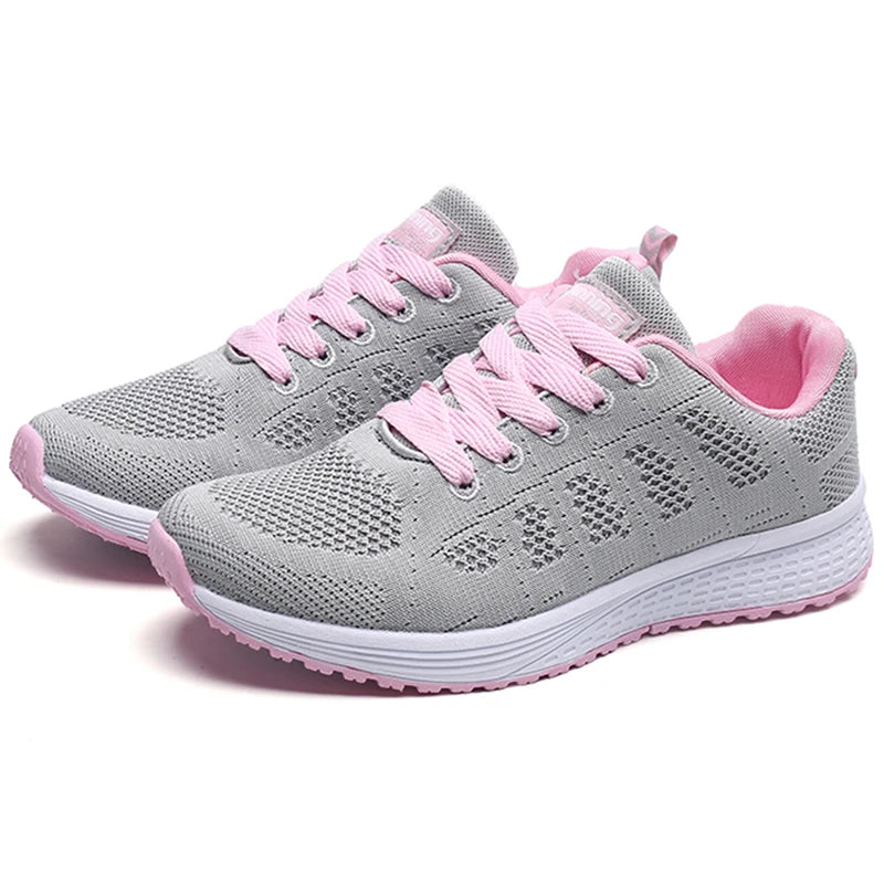 New Sneakers For Women Breathable Fashion Trainers Plus Size Women Sneakers Mesh Fabric Lace Up Women Shoes Female Footwear