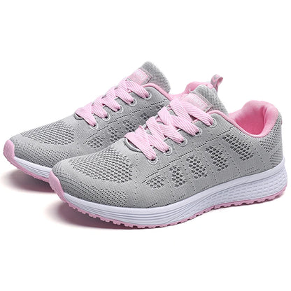 New Sneakers For Women Breathable Fashion Trainers Plus Size Women Sneakers Mesh Fabric Lace Up Women Shoes Female Footwear