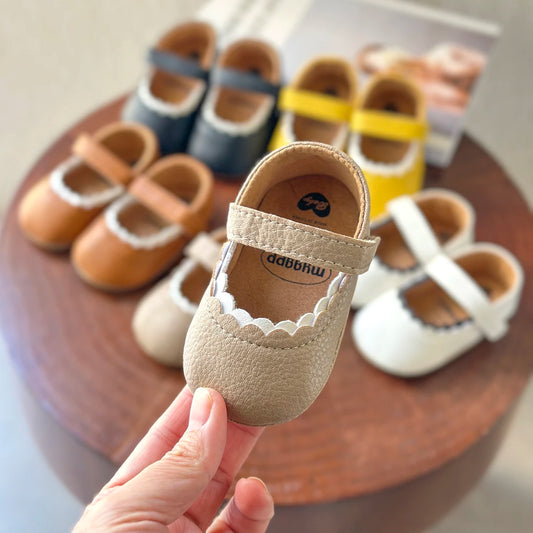 New Baby Shoes Baby Boy Girl Shoes Leather Rubber Sole Anti-slip Toddler First Walkers Infant Crib Shoes Newborn Girl Moccasins