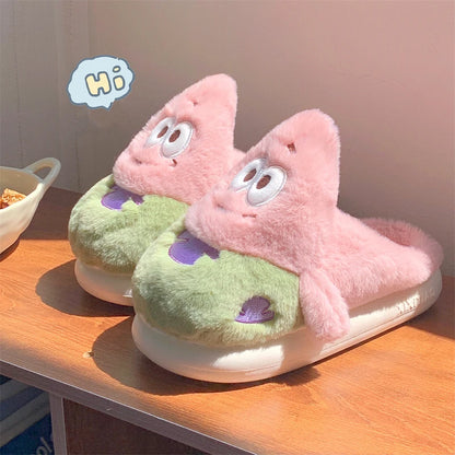 Parent-child Home Slippers Women Bedroom Non Slip Soft Sole Baby Shoes Winter Cute Plush Cotton Slippers Man Couple Slipper