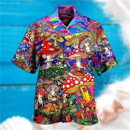 3D Men's Plant Printed Shirts Summer Street Top Comfortable and Breathable Beach Clothing Men's Outdoor Fashion Short Sleeve