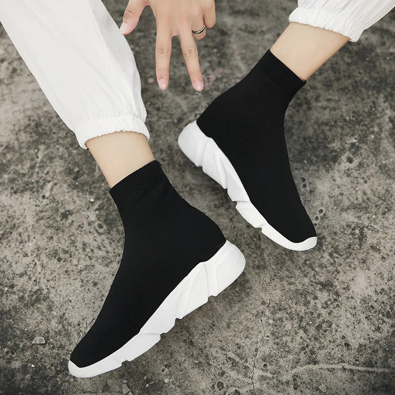 Fashion Black Men’s Sock Shoes Knit Breathable Unisex Socks Sneakers For Men Large Size 47 Lightweight Slip-On Casual Shoes Men