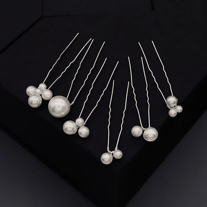 Rhinestone Hair Pins Forks Clips for Women Bridal Wedding Hair Accessories Pearl Hairpins Bride Headpiece Jewelry Gift Wholesale