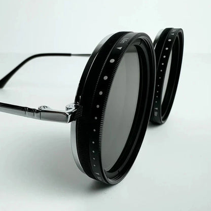 Rounded Polarized Glasses 1-9 Gears Adjustable Sunglasses with ND Filter Lenses Handcrafted Retro Glasses Eyeglasses 패션 선글라스