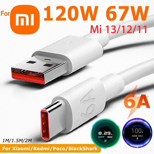 Xiaomi 120W 67W 33W Original USB Type C Cable Turbo Fast Charger Cord Mi 14 13T 12 11 Pro Redmi Note 14 Pro+ 13 12 11 POCO X7 F5