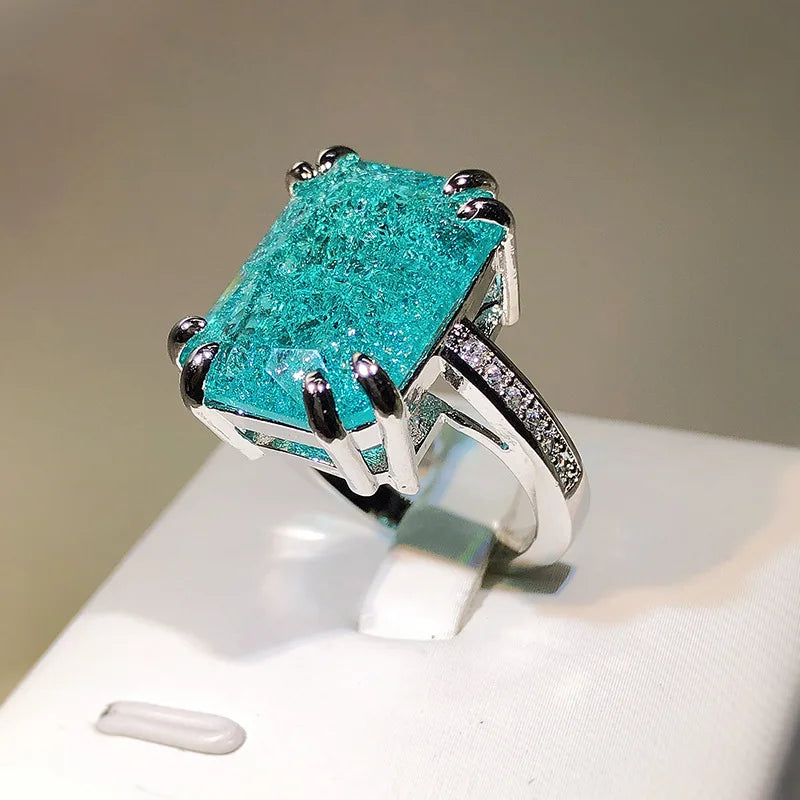 925 Silver New arrival Paraiba Tourmaline Gemstones Ring for Charm Lady finger fine jewelry silver wedding party wholesale gift