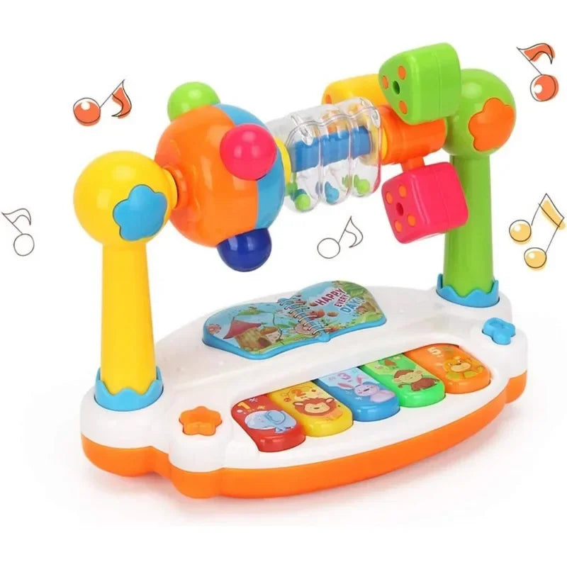 Baby Piano Toys Kids Rotating Music Piano Keyboard with Light Sound, Musical Toys for Toddlers,Early Educational Music Toy Gifts