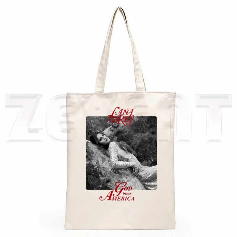 Lana Del Rey LOGO Printed Graphic Hipster Cartoon Print Shopping Bags Girls Fashion Casual Pacakge Hand Bag