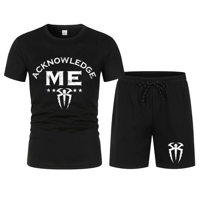 Men's Roman Reigns ''Acknowledge Me'' T-Shirt Shorts Set Summer Short Sleeve Man Overiszed Suits 2024 New Fashion Clothing Sets