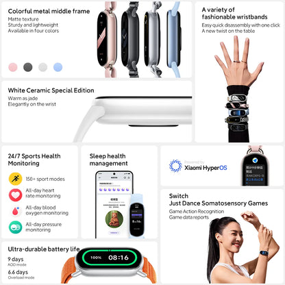 Global Version Xiaomi Smart Band 9 1.62" AMOLED Display 21 Day Battery Heart Rate Blood Oxygen Monitoring Sport Watch Waterproof