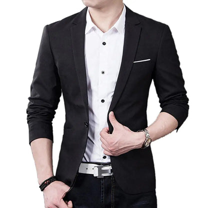 Men Formal Business Suit Coat One Button Black Blue Red Men Slim Fit Fashion Blazer Suit Jacket Casual Suit Blazer Men Clothing